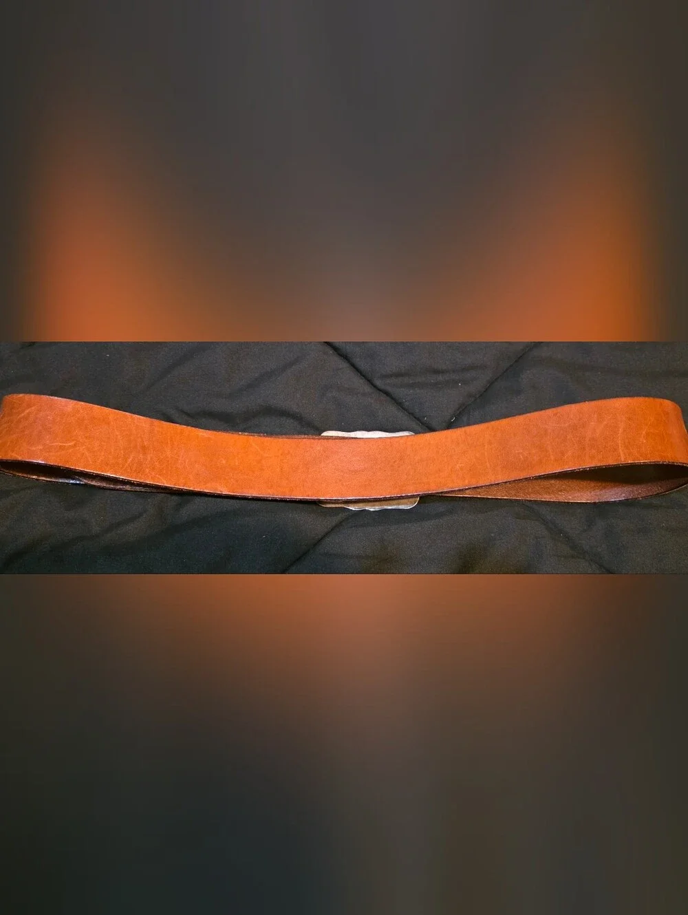 Vintage Women's Lucky Brand Leather Belt - Too Tough To Die Buckle - M